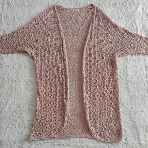 Maurices Light Pink Crochet Knit Cardigan Duster